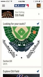 MLB iBeacon app seats