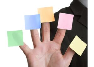 Five blank adhesive note reminders