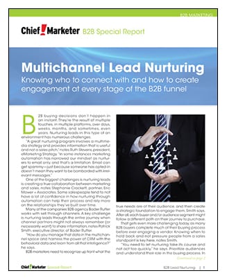 B2B Lead Nuturing Special Report Cover