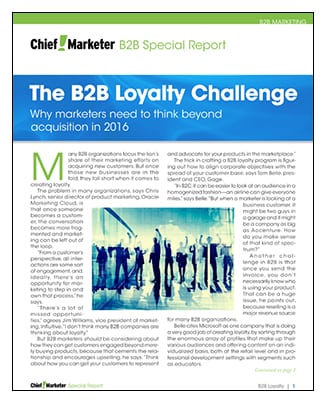 B2B Loyalty Challenge Special Report