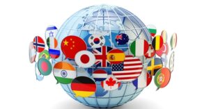 Global communication, international messaging and translation concept