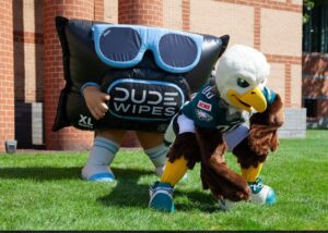 Dude Wipes has a marketing collaboration with the NFL team Philadelphia Eagles around their “Tush Push” play.